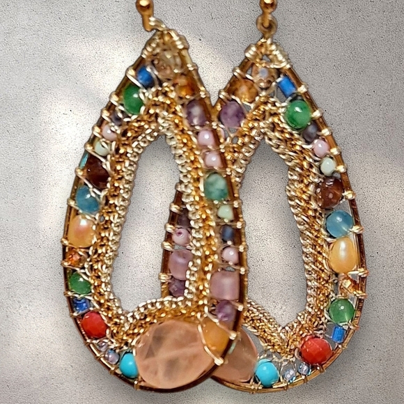 🔥2/$20🔥Mosaic Gemstone Teardrop Earrings - Picture 2 of 2